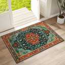 WILLSUN Washable Area Rugs, 2x3 Non-Slip Boho Small Area Rugs for Entryway, Kitchen, Bathroom, Machine Washable Vintage Rug, Indoor Floral Print Carpet for Home Decor, Kid & Pet Friendly Mat