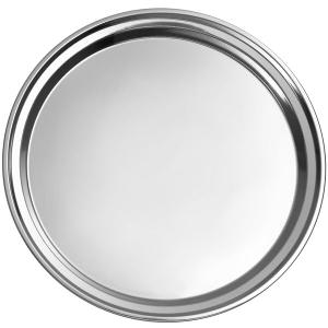 15-Inch Round Stainless Steel Catering Tray, Mirror-Polished Finish, Silver Platter for Appetizers and Hors D'oeuvres, Dishwasher Safe