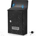 Amylove Weatherproof Mail Boxes with Key Lock, Security Locking Wall Mount Metal Mailbox with Slot for Outside, Large Capacity for Mail, Packages, Donations, Voting 11. 8"h x 8. 3"l x 2. 8"w, Black