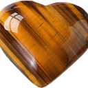 Natural 2" Tiger's Eye Crystal Heart Palm Stone, Large Heart Shaped Love Stone, Polished Heart Carving Healing Crystals for Chakra Reiki Balancing Therapy Meditation Home Decoration