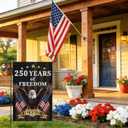 3 x Heyfibro 250 Anniversary USA Garden Flag 12x18 Double Sided Burlap, Patriotic Eagle Independence Day 250th Anniversary America Flag for Outdoor Decoration