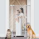 55.1 inch Extra Tall Pet Gate Baby Gate, Extra Wide Adjustable 29.92"-43", Pressure Mounted Walk Through Swing Safety Dog Gate for Stairs, Doorways, Kitchen, 1.37" Narrow Bar Spacing,White