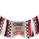 Race Car One High Chair Banner - Race Car 1st/First Birthday Party Decorations,Boy First Race Car Banner,Car Racing One Birthday Highchair,Race Car 1st Photo Prop Cake Smash