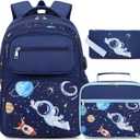 Bevalsa Backpack for Boys, School Bags for Kids, Bookbag for Boys Girls Children Teens Backpacks for Elementary Middle High school Student, Bookbag and Lunch Bag Set with USB Charging Port (Space)