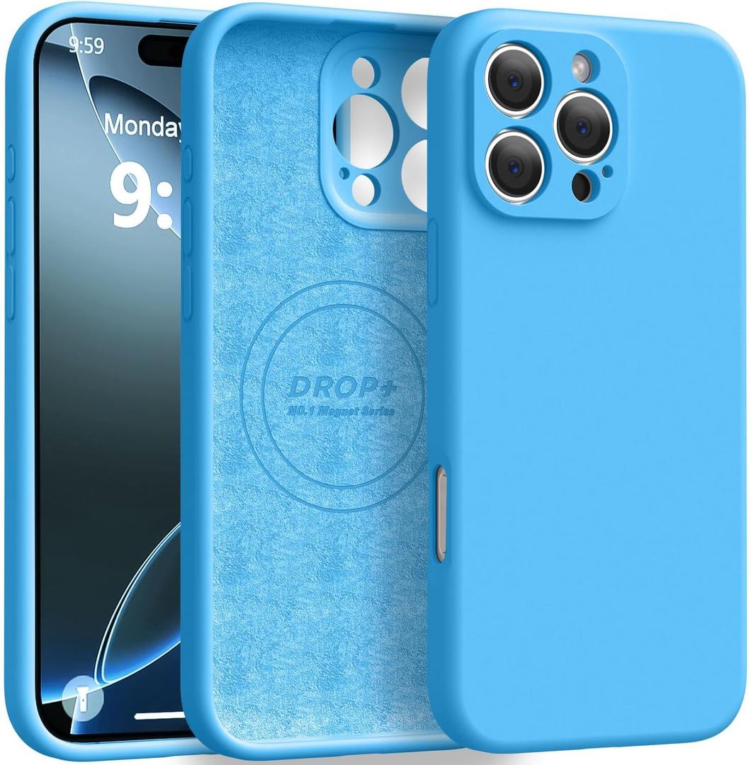 Ktele Magnetic for iPhone 16 Pro Max Case [Compatible with Magsafe] [Premium Silicone Satin-Smooth Touch] Slim Shockproof Anti-Scratch Microfiber Lining Case, 6.9 inch, Blue