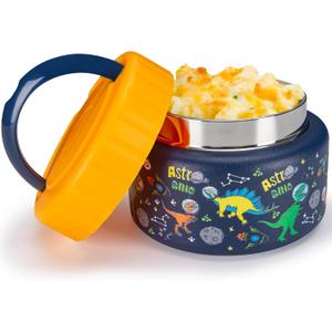 Charcy 8oz Thermo for Hot Food Kids, Wide Mouth Leak-Proof Soup Thermo, Insulated Food Jar for 4h Hot and 6h Cold - Blue Dinosaur TK