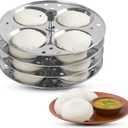 KSJONE Stainless Steel Idli Stand | 4-Plates Idli | Idli Preparation | Supreme Quality Food Grade Idli Stand | Makes 16 Idlis (Round Shape)