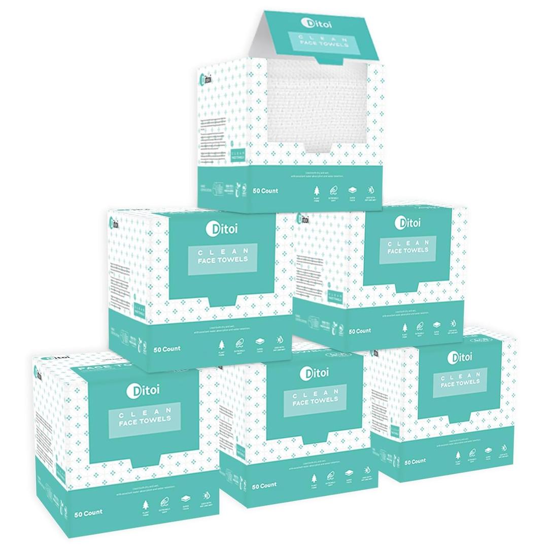 Face Towels, 10"×12" Disposable Face Towel, Face Towelettes XL, Ultra Soft Makeup Remover Dry Wipes, Thick Face Towel for Cleansing,300 Count (6 Pack)