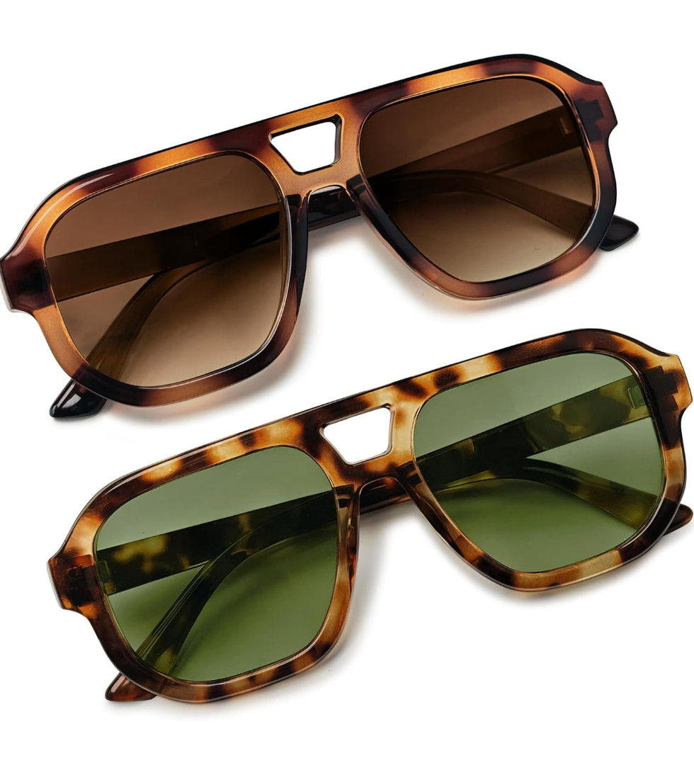 livho Trendy Polarized Square Aviator Sunglasses Women Men Square Eyewear Frame, Retro Sun Glasses for Women Men 2025 Shades