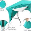 Peomeise 6FT Spandex Table Cover Rectangular Stretch Spandex Tablecloth (Turquoise,6FT), 72" x 30"