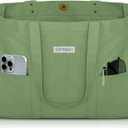HOMESPON Large Canvas Tote Bag for Women Everything Bag with Pockets and Laptop Sleeve (Green)