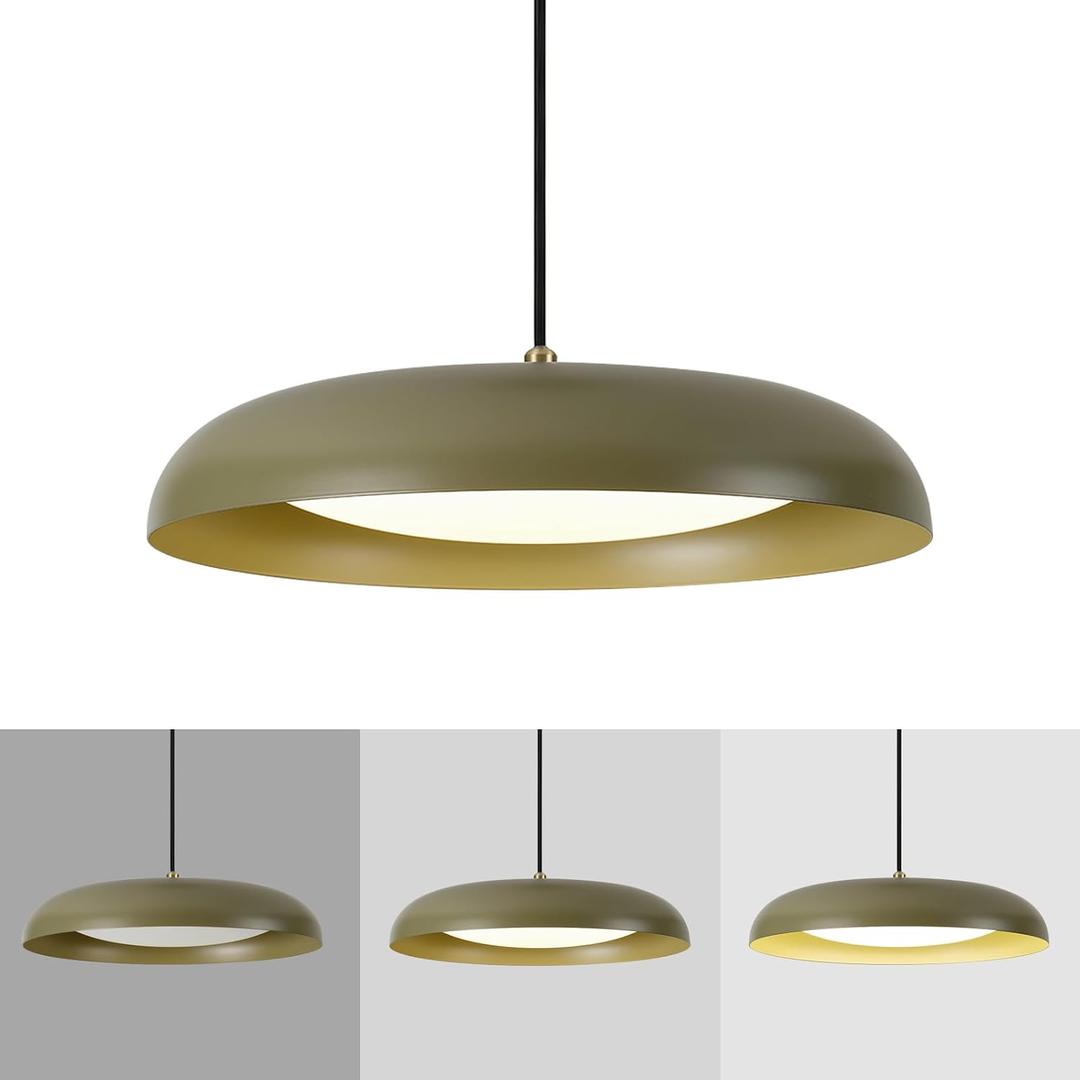 BISAMIYA 16" LED Pendant Light, Deep Green
Modern, Dimmable, Metal Shade, 3000K Warm White, Kitchen Island, Dining Room & Living Room