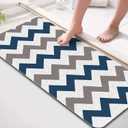 godehone Shower Mats Non Slip Without Suction Cups, PVC Loofah Bathroom Mats, Loofah Mats for Shower and Bathroom, Quick Drying, 15.7x36 Inch, Blue Geometric