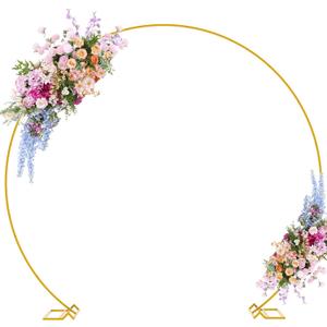 Putros 9.2FT Gold Round Backdrop Stand Metal Circle Balloon Arch Frame Wedding Arch for Ceremony Birthday Party Anniversary Bridal Graduation Decoration