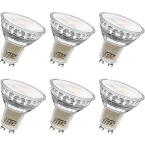 Lumiverse Non-Dimmable GU10 LED Light Bulbs, 4W Bright 5000K Daylight White 35W Halogen Equivalent, 350lm Energy Saver for Track Lighting Fixture, Kitchen, Basement, 15000 Hours Lifespan, 6 Pack
