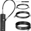 DELSWIN Cable Locks with Combination, 4-Digit Gate Lock with 3 Steel Ropes (9'' /23.6'' /47.2''), Security Cable Lock for Luggage,Helmet,Gym Locker,Cabinet,Gate,Scooter,Bike(Black)