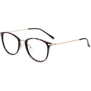Firmoo Blue Light Glasses, Vintage Overall Round Readers Lightweight Computer Eyewear Frame for Women Men (Tortoise-shell)