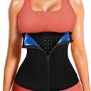 LEINIDINA Womens Waist Trainer Corset with Zipper Sweat Waist Trimmer for Women Workout Belt Corset Shapewear (XX-Large, Black)