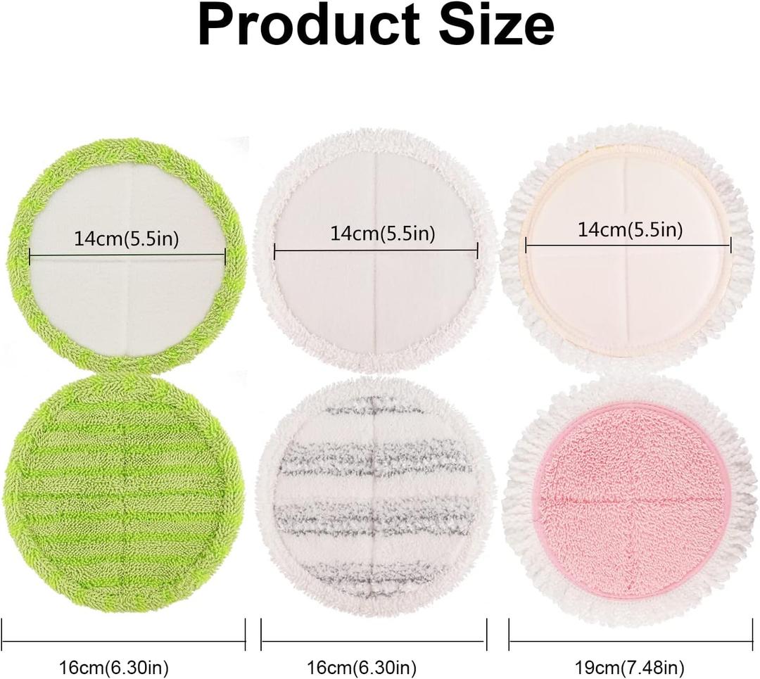 Electric Mop Pads, Floor Cleaning Pads Compatible for G700 & P700 Mop, 6.3inch Round Spin Pads (6 Pack)