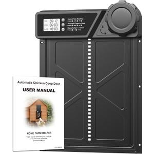 Large Automatic Chicken Coop Door with LCD Display, Aluminum Automatic Chicken Door with Anti-Pinch & Battery Powered, Manual & Timer Mode, Chicken Door for Chickens, Ducks, and Geese