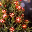 Bencailor 3 Pack Christmas Peppermint Candy String Lights Christmas Decorative Lollipop String Lights Hanging Tree Yard Balcony Decor Waterproof for Xmas Tree Party Wedding(Red)