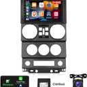 [2G+64G] Car Radio for Jeep Wrangler 2007 2008 2009 2010 (4 Door), 9 inches Android 13 Touch Screen Stereo, Carplay/Android Auto/Hi-Fi/1080P/Bluetooth/SWC + AHD Backup Camera