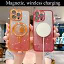 for iPhone 16 Pro Max Case, Glitter Clear Cute Paw Love Heart, Compatible with MagSafe, Strong Magnetic Full Camera Lens Protection Cover, Soft Slim Bling Phone Case 6.9" - Orange