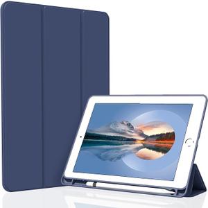 Case for iPad 10.2 2021/2020/2019, Smart Lightweight Trifold Stand Cover, Auto Sleep/Wake Soft TPU Pencil Holder Case for iPad 10.2 inch 9th/8th/7th Generation - Navy Blue