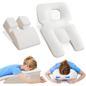Face Down Pillow,Face Down Pillow After Eye Surgery,BBL Pillows After Surgery Stomach Sleeping pillowing,Home Massage Pillows Facing Down with Shredded Memory Foam and Removable Cover (White)