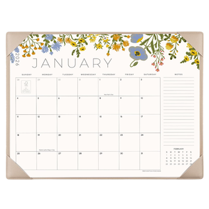 Desk Calendar 2026 with Desktop Mat, Cabbrix Large Desk Pad Calendar 22 x 17 Inch Runs From January 2026 to June 2027, Floral Design Calendar 2026 for Home School and Office (Apricot)