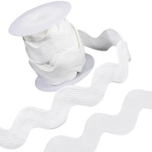 GORGECRAFT 1 Roll 1-1/8 inch(30mm) White RIC Rac Trim Ribbon 5 Yards Rick Rack Wave Sewing Bending Fringe Trim Braided Woven Fabric for Sewing Flower Making Wedding Dress Party Lace Ribbon Craft