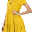 levaca Womens Summer Casual Dresses Beach Coverup Loose Short Sleeve T Shirt Dress 2025 Midi Outfit Sundress (Medium, Yellow)