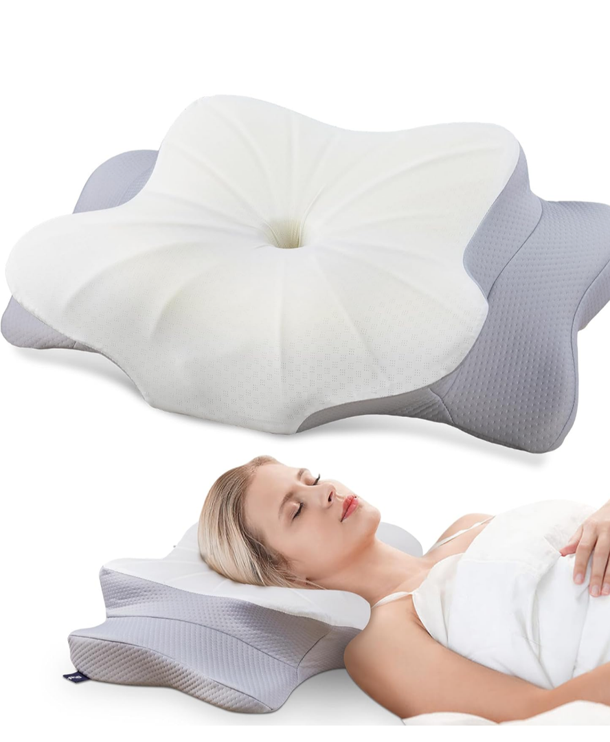 DONAMA Cervical Pillow for Neck and Shoulder,Contour Memory Foam Pillow,Ergonomic Neck Support Pillow for Side Back Stomach Sleepers with Pillowcase
