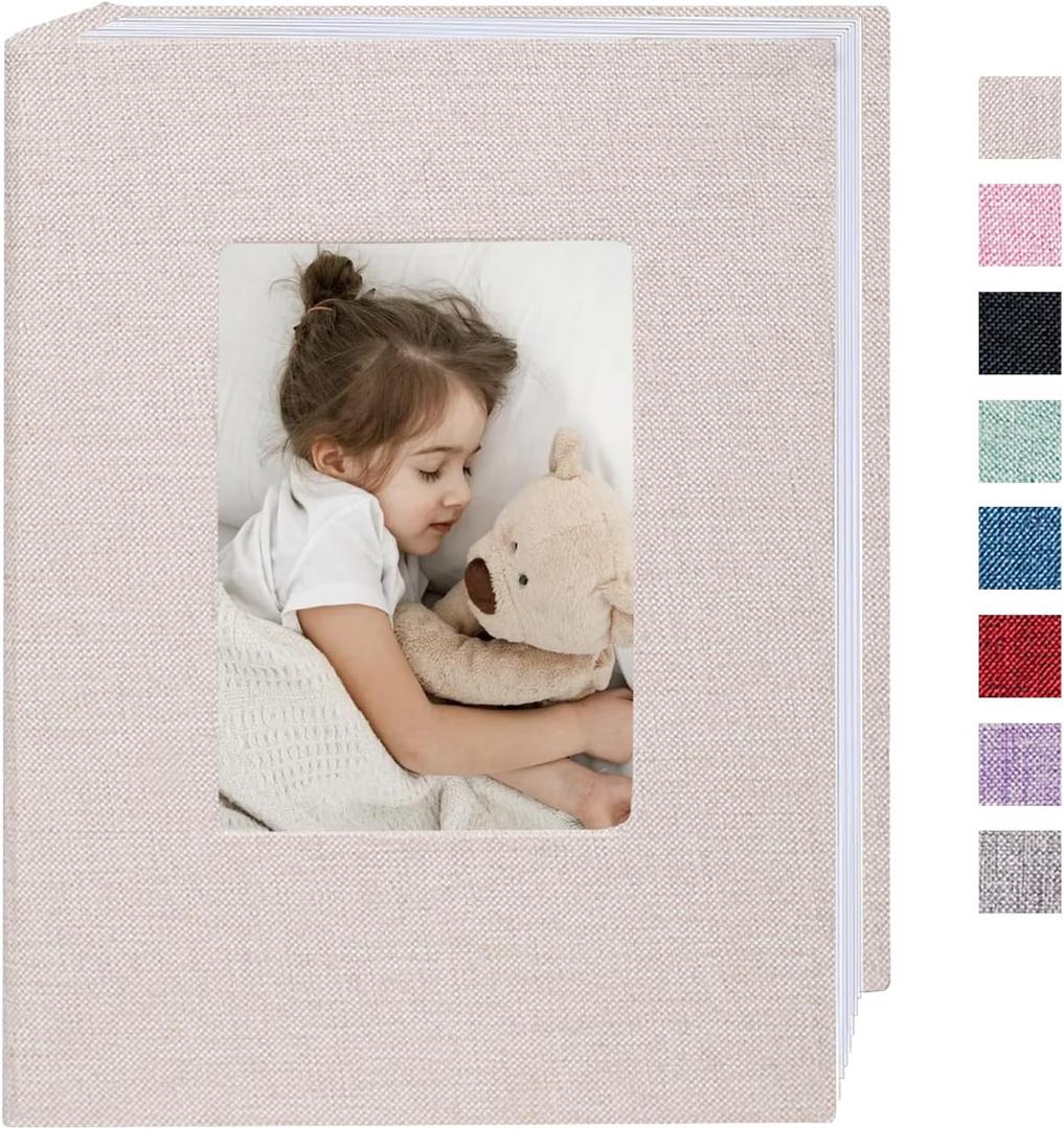 Cherrich Small Photo Album 4x6 200 Pockets Linen Cover Picture Book Holds 4x6 Photos for Wedding, Baby, Family, Graduation (White)
