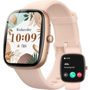 Parsonver Smart Watch for iOS and Android Phones(Answer/Make Calls), HD Screen Watches for Women, IP68 Waterproof Fitness Tracker Watch with Heart Rate Sleep Monitor, Steps Calories Counter, Rose Gold