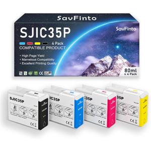 SJIC35P Ink Cartridge Remanufactured for SJIC35P SJIC35P-BK SJIC35P-C SJIC35P-M SJIC35P-Y Ink Tank for ColorWorks CW-C6000P CW-C6000A CW-C6500P CW-C6500A Inkjet Printer (Gloss BlackC/Y/M)