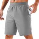 MAGCOMSEN Men's Athletic Running Shorts 8" Quick Dry Lightweight Workout Gym Sports Hiking Shorts UPF 50+ with 3 Pockets (Gray), 36
