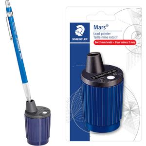 STAEDTLER Mars Lead Pointer - Precision Mechanical Pencil Sharpener with Auto-Stop for 2mm Pencils - Rotary Action with Dust Wiper & Adjustable Cone (1 Pack)