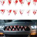 Chunful 12 Pcs Halloween Decoration Car Teeth for Cars Shark Teeth Flowing Blood Sticker Bloody Horror Funny Decal Sticker for Car Mounts to Front Grille on Vehicles DIY Your Cars, Truck, or SUV