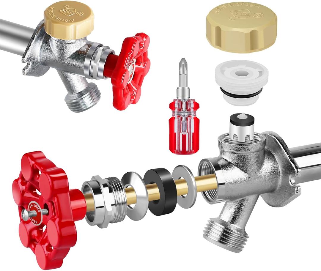 Outdoor Faucet Repair Kit, ASSE 1019-A Vacuum Breaker Outside Faucet Repair Kit, Vacuum Breaker and Handle Replacement Kit for Anti-Siphon Frost-Free Sillcock Valves, Wall Hydrant Complete Service Kit