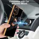 for Samsung Galaxy S23 Ultra 5G Case, Built-in 360 Rotation Ring Holder Magnetic Stand, Luxury Shiny Plating Edge Shockproof Electroplated Protective Phone Cover (Black/Golden)