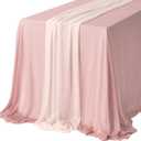 Ling's Moment Sheer Chiffon Table Cloth & Runner Set for 3x4ft Rectangle Table Decor in Dusty Rose & Blush for Wedding Reception and Parties (9ft x 10ft)