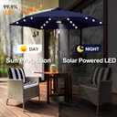 FLAME&SHADE 7.5 FT Solar Light Patio Umbrella, 24 LED Lights Outdoor Umbrella with Centre Surround Light, Table Umbrella Outdoor Patio for Deck, Pool, Backyard, Garden, UV Protection (Navy Blue)