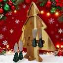 17.3'' Xmas Tree Charcuterie Board Set  Dual-Side Acacia Wood Serving Tray & Cutting Board with 4 Magnetic Knives, Rotating Base  Festive Cheese Platter for Christmas Snacks, Hostess Gift