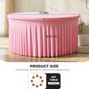 4 Pack Pink 72 inch Round Spandex Tablecloth, Wrinkle-Free Stretchy Fitted 6FT Round Tables,Elastic Edge with Skirt,Washable Table Cloths for Wedding Banquet Party Birthday Buffet