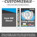 3 Ring Binder 1 Inch, PANDRI 12 Pack 1-Inch Binder Fits Letter Size 8.5'' x 11'' Paper, Versatile Binders for Office Home School, 2 Pockets, White