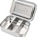 LunchBots Small Protein Packer Bento Box - Extra Small Divided Stainless Steel Snack Container - 4 Sections for 1-2oz of Nuts, Meat, Cheese, Finger Foods - Dishwasher Safe - Stainless Lid