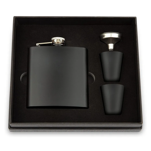 Weddingstar 6 oz Stainless Steel Hip Flask Gift Box Set Black - Non-Customizable