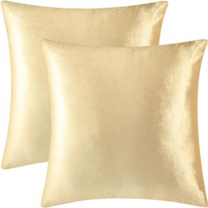 2 Pack 18x18 Pillow Cover Velvet Pillow Covers, Square Throw Pillow Covers for Living Room Decorations Throw Pillow Case, Throw Pillow Cover Cushion Cover for Home Sofa Bedroom Car, Champagne