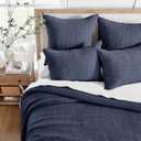 Levtex Home Mills Waffle Full/Queen Quilt Set (88x92in) with 2 Pillow Shams (26x20in) - Navy - 100% Cotton Full/Queen Size Quilt Bedding Set - Lightweight, Soft, Pre-Washed